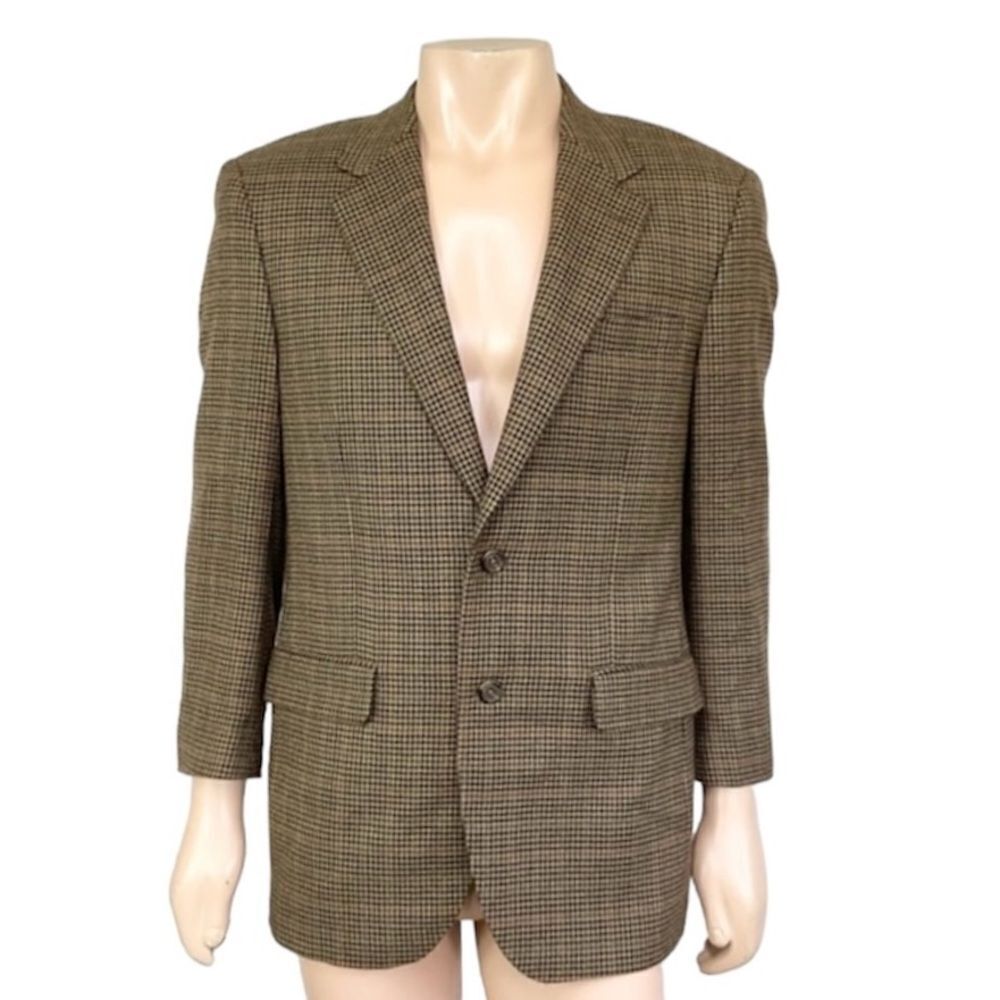 Lauren Ralph Lauren Brown Lambwool Houndstooth Tweed Sport Jacket BlazerSuit 40R